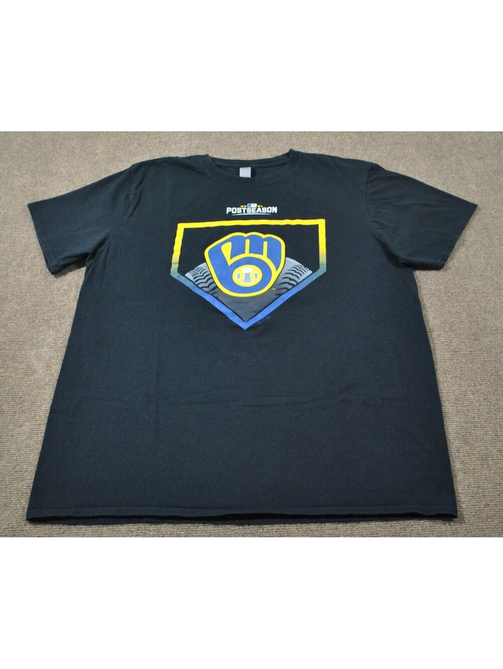 Milwaukee Brewers 2021 Post Season MLB Baseball Black Shirt Size X-Large